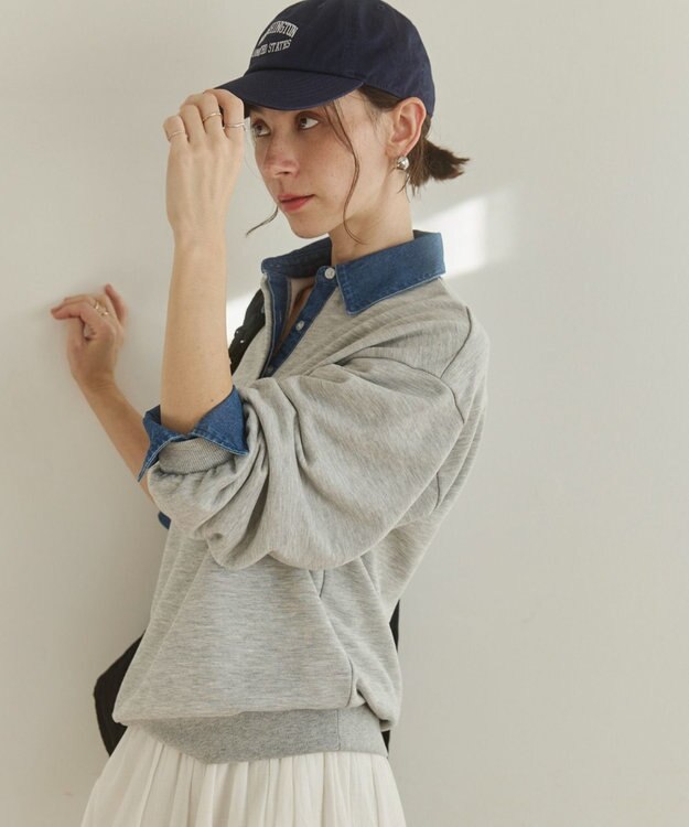 WEGO 【ANGIE VINTAGE】デニム襟スウェット ライトグレー