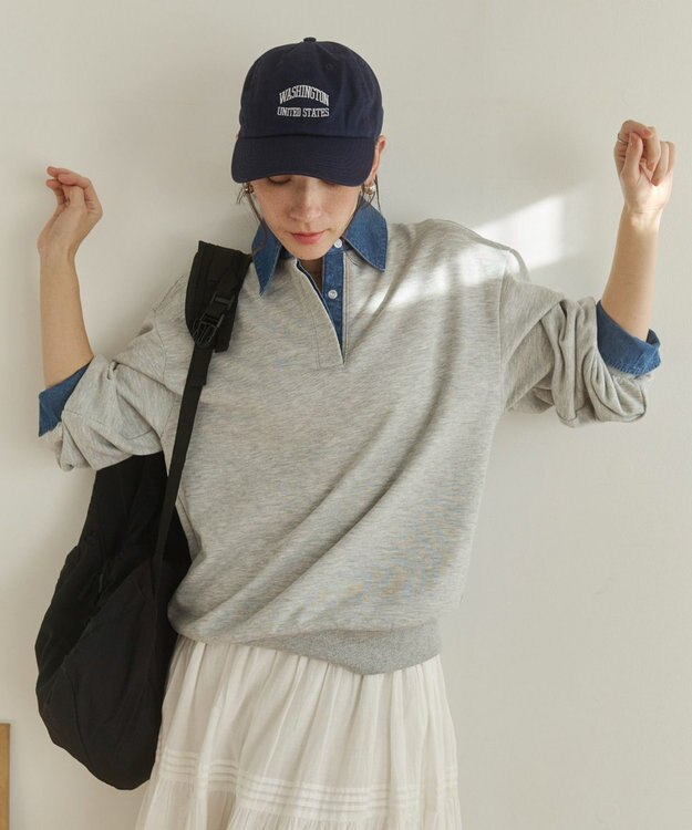 WEGO 【ANGIE VINTAGE】デニム襟スウェット ライトグレー