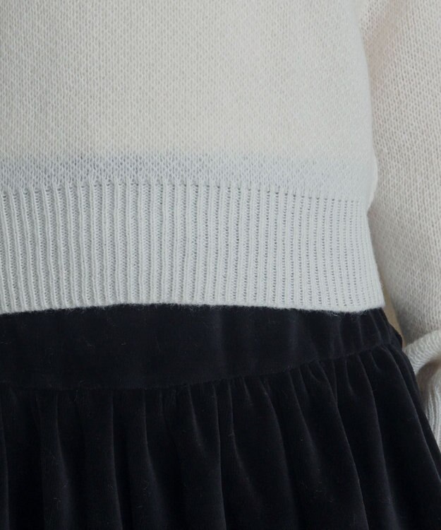 WEGO ベロアリボンアップリケタックスリーブニット ホワイトアイボリー