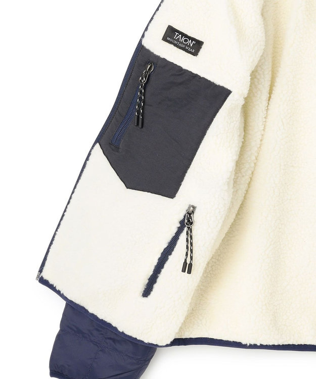 UNFILO 【120-150cm】TAION リバーシブルボア ダウンジャケット(UNISEX) ネイビー×アイボリー