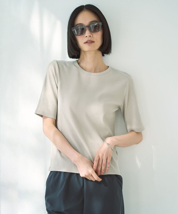 UNFILO テレコ ハーフスリーブTシャツ グレージュ