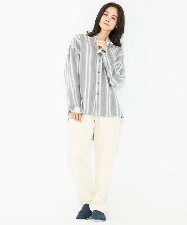 JOSEPH ABBOUD MOUNTAIN 【SPACE／UNISEX】JCヘリンボンワイドストライプ シャツ ライトグレー系2