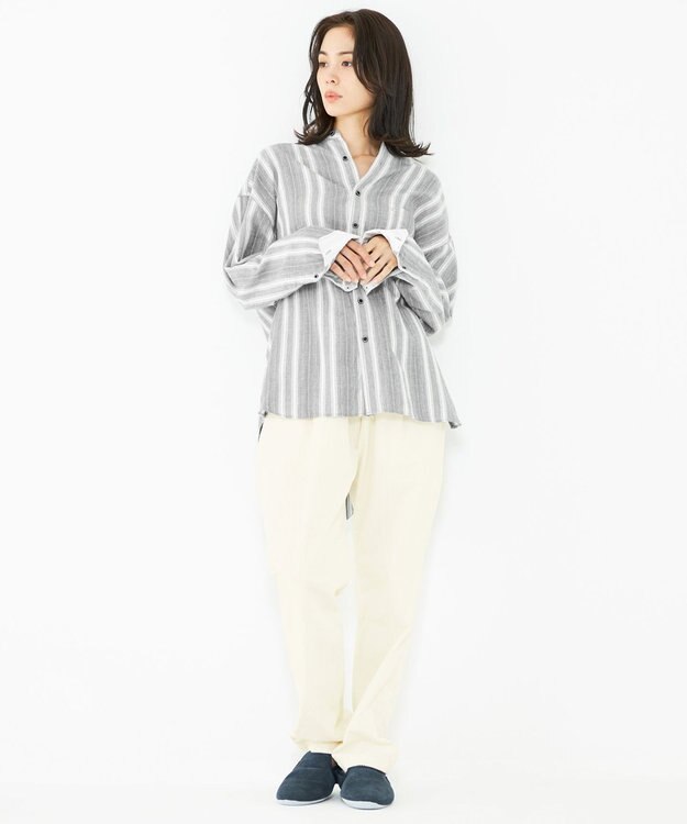 JOSEPH ABBOUD MOUNTAIN 【SPACE／UNISEX】JCヘリンボンワイドストライプ シャツ ライトグレー系2