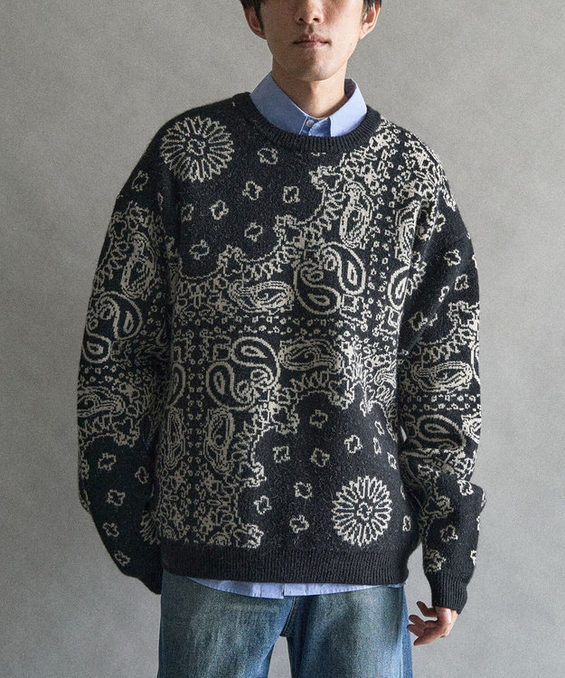 CRAFT STANDARD BOUTIQUE ペイズリー柄ニットプルオーバー Black
