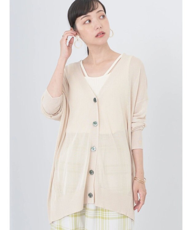 earth music&ecology 接触冷感シアーＢＩＧカーディガン Light Beige