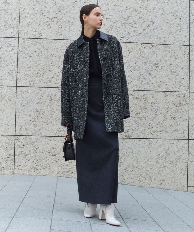 BEIGE， MONTAIGNE / ウールオーバーサイズシャツ Black