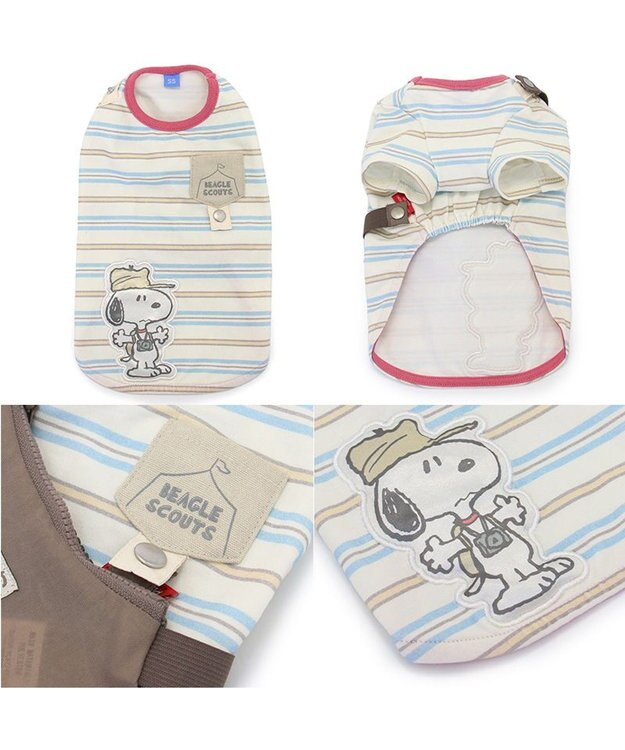 PET PARADISE スヌーピー お揃いTシャツ マルチボーダー《ホワイト》 小型犬 ホワイト
