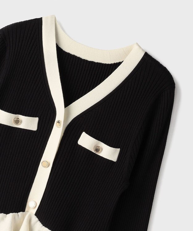 GRACE CONTINENTAL バイカラーニットワンピース ブラック