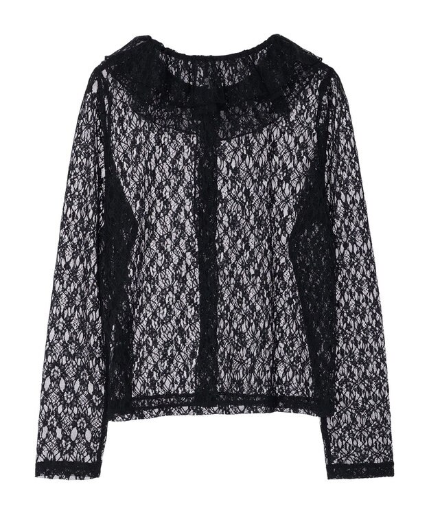 earth music&ecology ポコポコレースブラウス Black