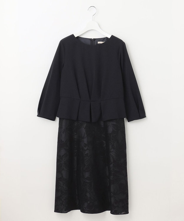 自由区 【XSサイズ～/洗える】フラワーオパール ワンピース ネイビー系