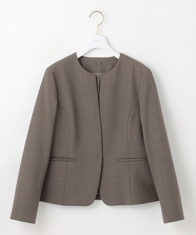 ANY SIS S 【WEB限定】ウーステッドエステル クルーネック ジャケット モカグレー