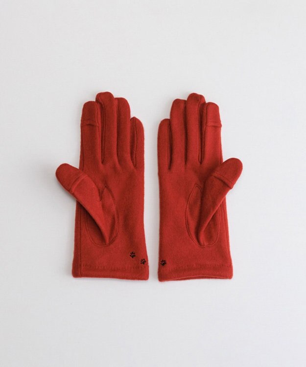 ORuKuBET おさんぽねこ刺繍ジャージグローブ(WOMEN)【タッチパネル対応】 レッド