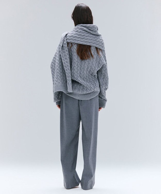 BEIGE， 【洗える】SEDONA / ウールカシミヤケーブルストール Gray