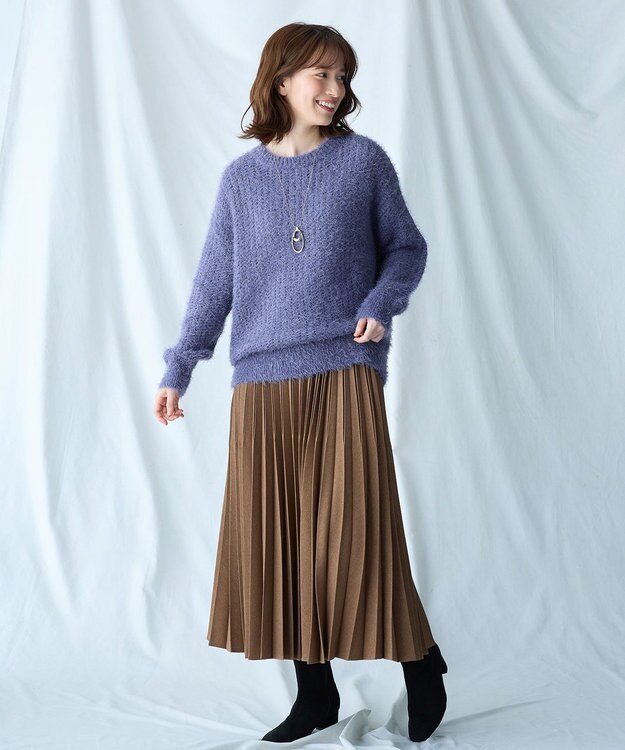 ANY 【ウエストゴム】プリーツスカート キャメル