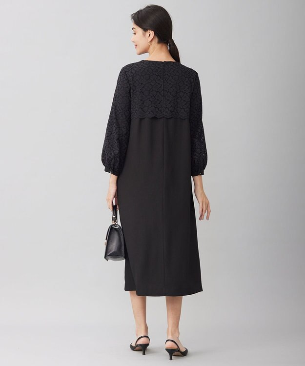 自由区 S 【洗える】レースコンビジョーゼット ワンピース ブラック系