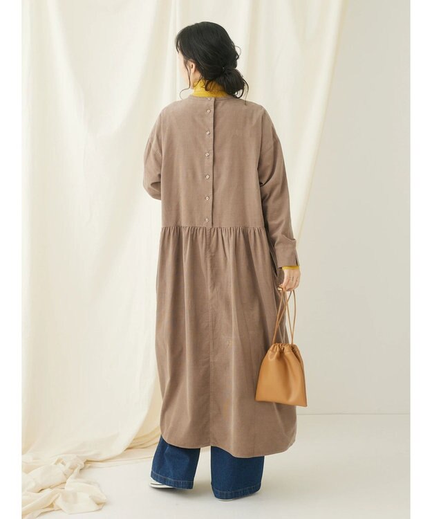 CRAFT STANDARD BOUTIQUE コーデュロイアシンメトリーワンピース Gray Beige