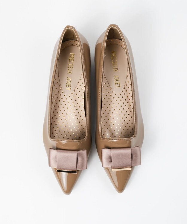 BONTRE 【PRECIEUX JOUET/プレシュウジュエ】ポインテッドリボンパンプス ライトブラウン