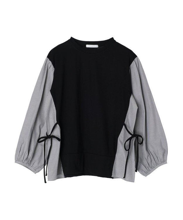 Green Parks 布帛ドッキング脇リボンプルオーバー Black