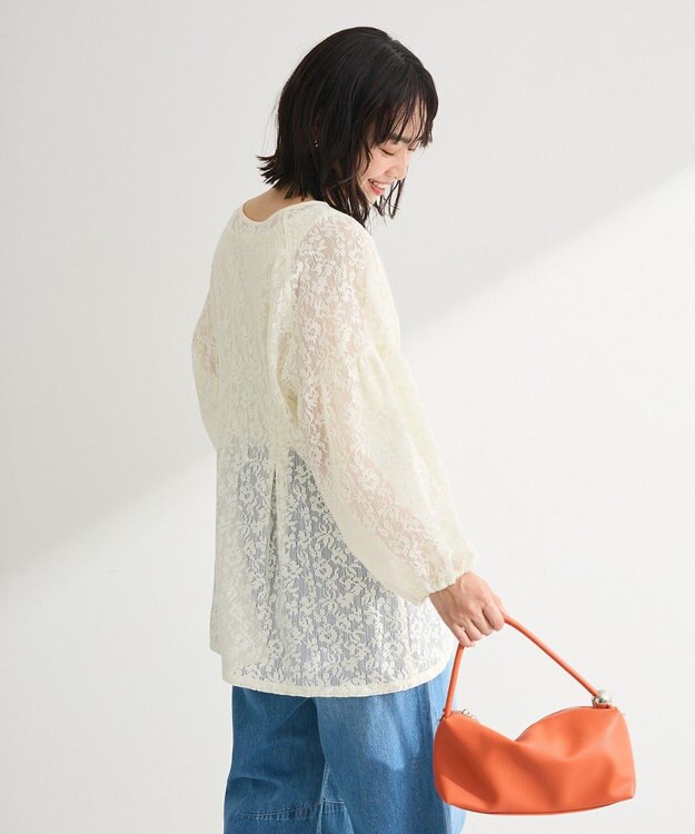 Green Parks メッシュレースタック入りプルオーバー Ivory