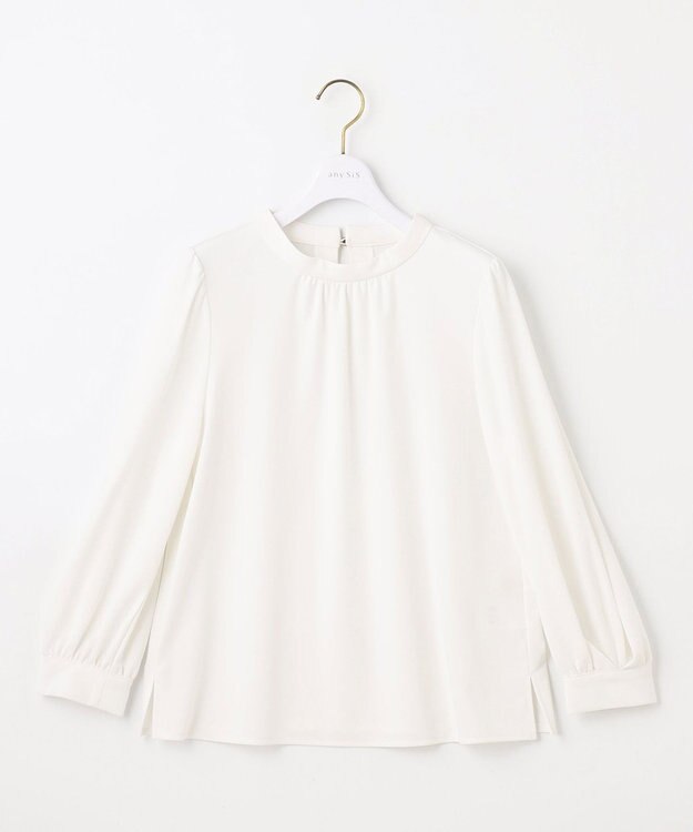 ANY SIS S 【UVケア】イージーケアスタンドネック ブラウス オフ