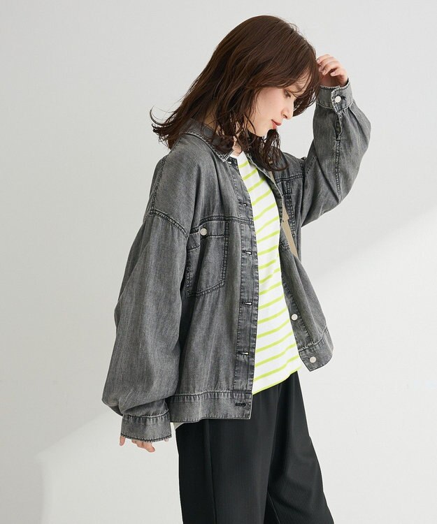 Green Parks シアーデニムシャツＧジャン Black