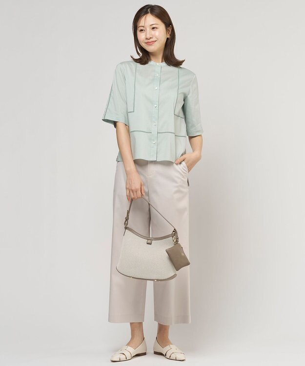 J.PRESS LADIES S 【WEB限定カラーあり・一枚で着映え】ラミー ポプリン ボクシーシャツ ミント系