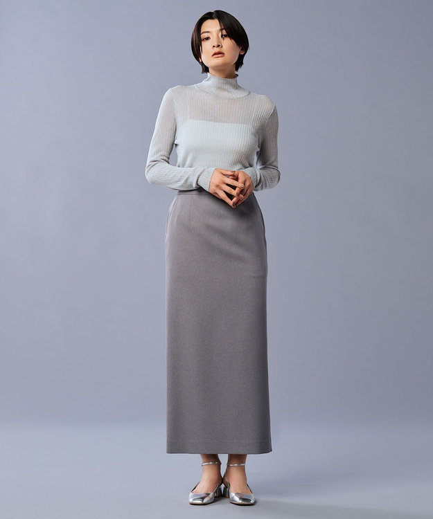 uncrave 【手洗い可】ラメ シアー ハイネック ニット（uncrave STANDARD） シルバー