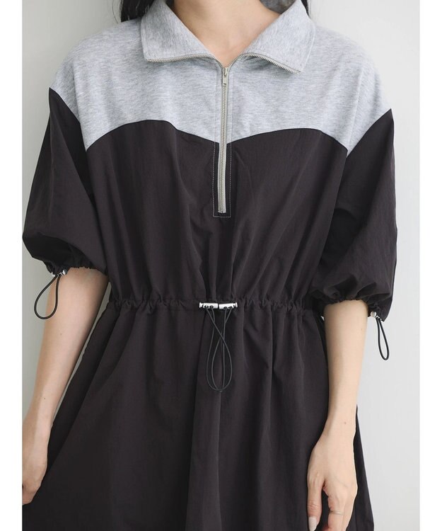 earth music&ecology ハーフＺＩＰミニワンピース Black