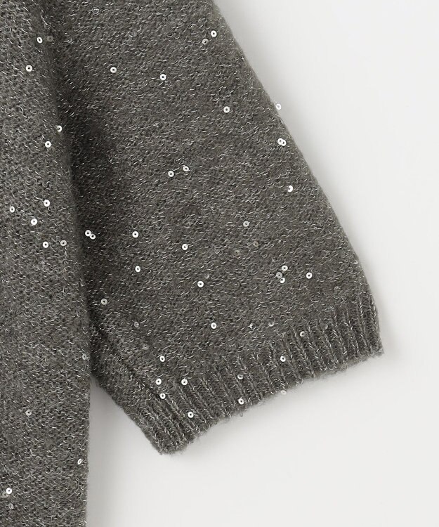 自由区 【アンサンブル対応・洗える】スパンコールプルオーバー ニット チャコール