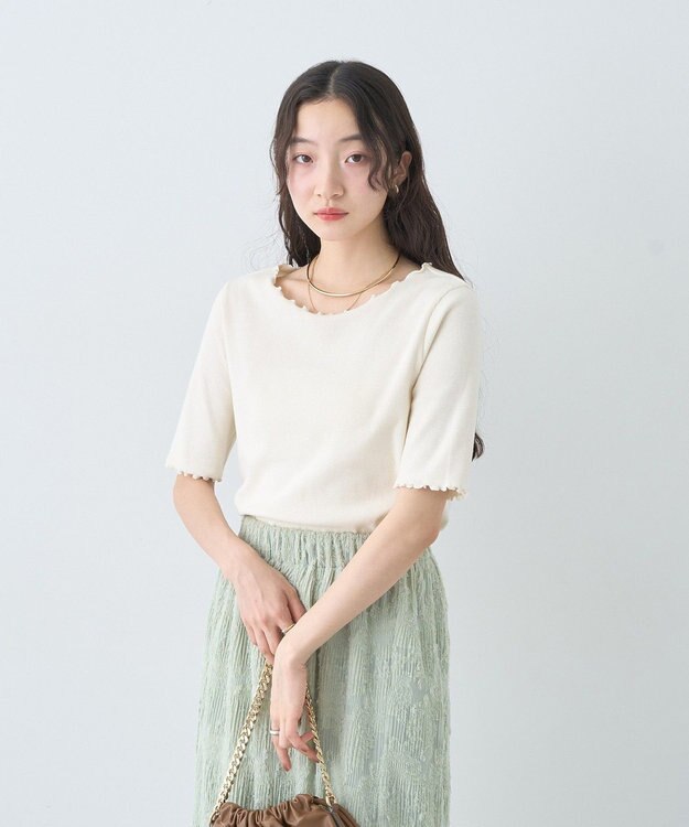 earth music&ecology リブメロープルオーバー Ivory