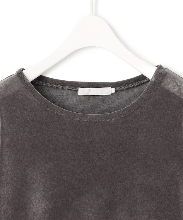 ICB 【洗える】フロッキーベロア プルオーバー チャコール系