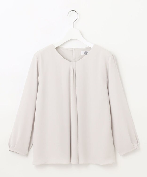 J.PRESS LADIES ストレッチジョーゼット Vネック カットソー ライトグレー系