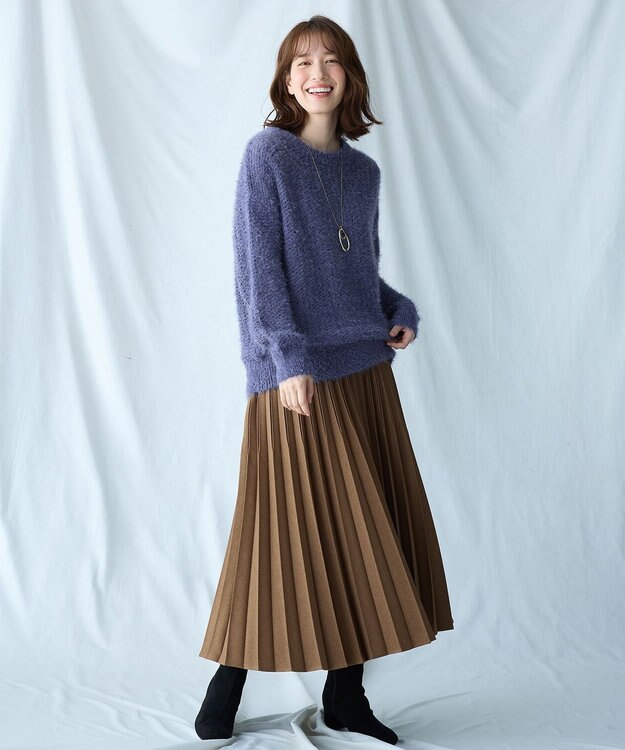 ANY 【ウエストゴム】プリーツスカート キャメル