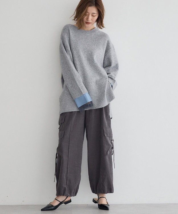 YECCA VECCA 袖レイヤードソフトニット Charcoal Gray