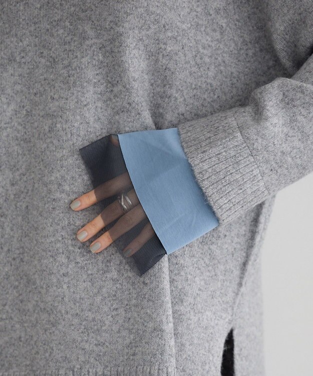 YECCA VECCA 袖レイヤードソフトニット Charcoal Gray