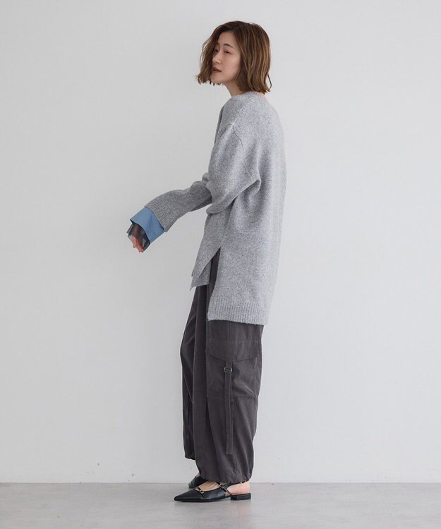 YECCA VECCA 袖レイヤードソフトニット Charcoal Gray