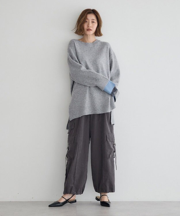 YECCA VECCA 袖レイヤードソフトニット Charcoal Gray