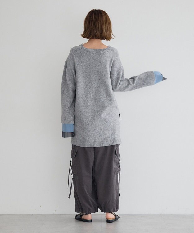 YECCA VECCA 袖レイヤードソフトニット Charcoal Gray