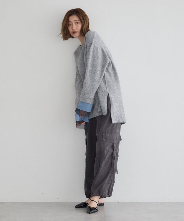 YECCA VECCA 袖レイヤードソフトニット Charcoal Gray