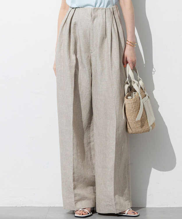 23区 【GOLD LABEL】MANTECO スーペリアリネン ワイドパンツ フラックス系