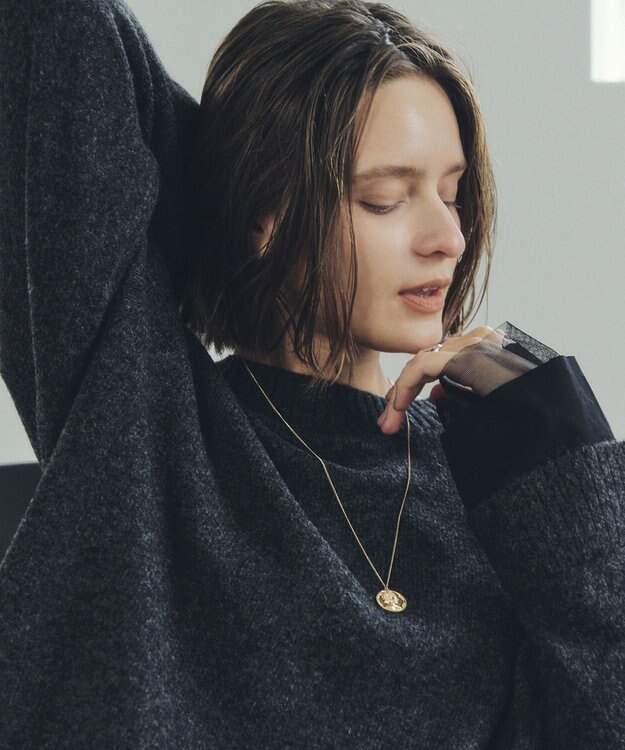 YECCA VECCA 袖レイヤードソフトニット Charcoal Gray