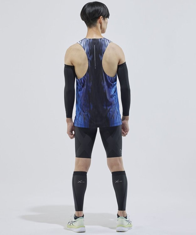 CW-X 【MEN】 CW-X トップス 【薄軽ランニングシャツ】 ノースリーブ タンクトップ スクエアネック 吸汗速乾性(本体) メンズ DLO180 /ワコール ブルー