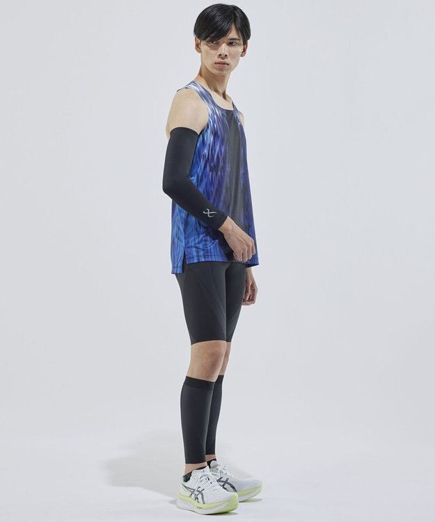 CW-X 【MEN】 CW-X トップス 【薄軽ランニングシャツ】 ノースリーブ タンクトップ スクエアネック 吸汗速乾性(本体) メンズ DLO180 /ワコール ブルー