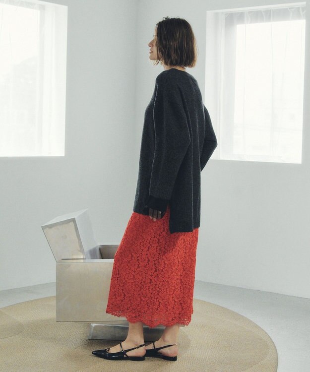 YECCA VECCA 袖レイヤードソフトニット Charcoal Gray