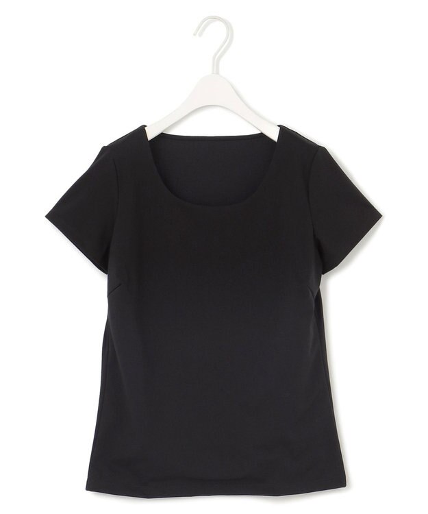 ICB 【洗える】 スーペリアジャージー Uネック半袖プルオーバー ブラック系