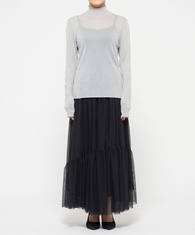 uncrave 【手洗い可】ラメ シアー ハイネック ニット（uncrave STANDARD） シルバー