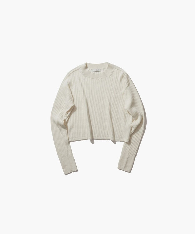 ATON CASHMERE SILK SPUN | リブプルオーバー WARM WHITE