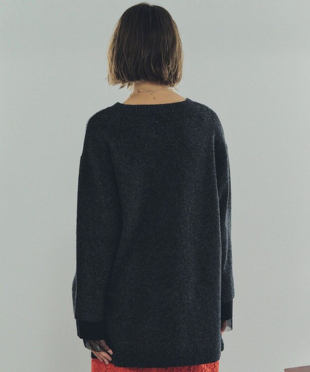 YECCA VECCA 袖レイヤードソフトニット Charcoal Gray