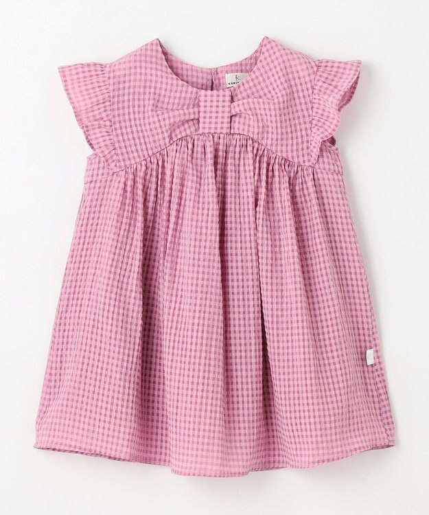組曲 KIDS 【100㎝】ギンガムサッカー ワンピース ラズベリー