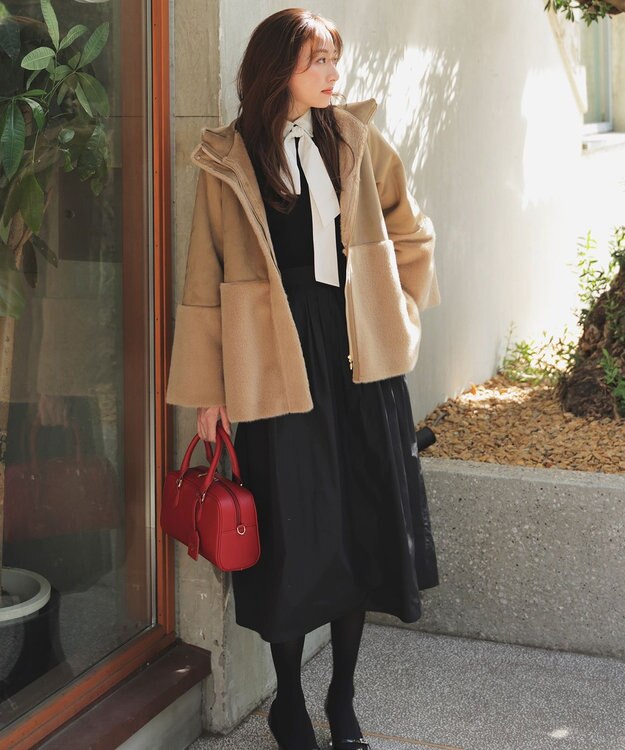 ANY SIS Luxuryフェイクムートン コート キャメル